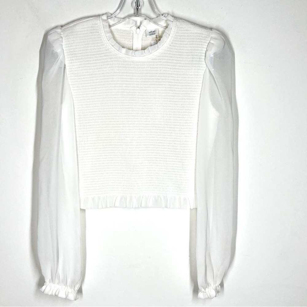 NEW  Wilfred tempest Smocked chiffon Blouse Sz S - Picture 2 of 10